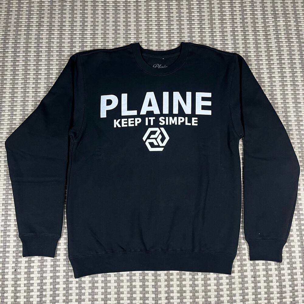 Plaine Keep It Simple Pullover Crewneck Black Men’s Sz M New